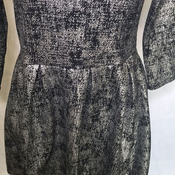 One Clothing, Silver, and Black Long-sleeve Dip Backed Dress, Medium. - Picture 3 of 12
